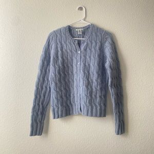 Gap lambswool cardigan grandpa sweater sky blue chunky cable knit M